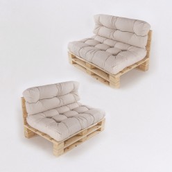 pack de 2 sofas de paletes y 2 almofadas de assento 80x120x16 cm y 2 almofadas de encosto 42x120x16 cm cor Lux Cream 2
