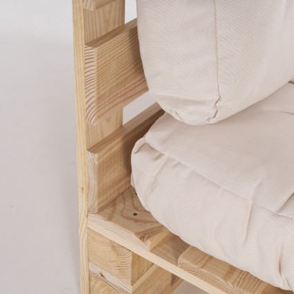 Sofa de palets y cojines asiento con respaldo Lux crema - Pack 4 unidades