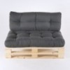 Sofá de palés con cojines asiento y respaldo Olefin gris