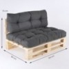 Sofá de palets y cojines asiento con respaldo Olefin gris - Pack 4 unidades