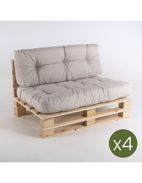 Sofa de pales y cojines asiento con respaldo Olefin crudo - Pack 4 unidades