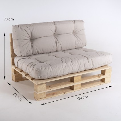 Sofa de pales y cojines asiento con respaldo Olefin crudo - Pack 4 unidades