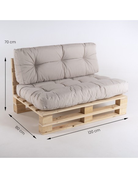 Sofa de pales y cojines asiento con respaldo Olefin crudo - Pack 4 unidades