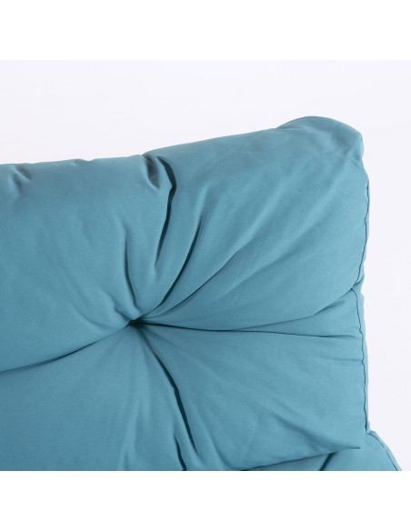 pack de 2 paletes de sofas y 2 almofadas de assento 80x120x16 cm y 2 almofadas de encosto 42x120x16 cm cor turquesa