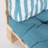 Sofá de palete com assento e almofadas de encosto às riscas turquesa - Pack 2 unidades