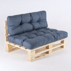Canapé palette avec coussins d'assise et de dossier Olefin bleu