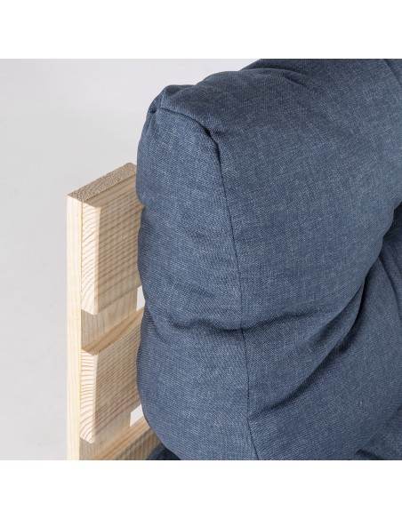 Canape palette et coussins bleu olefine assise et dossier - Pack 2 unites
