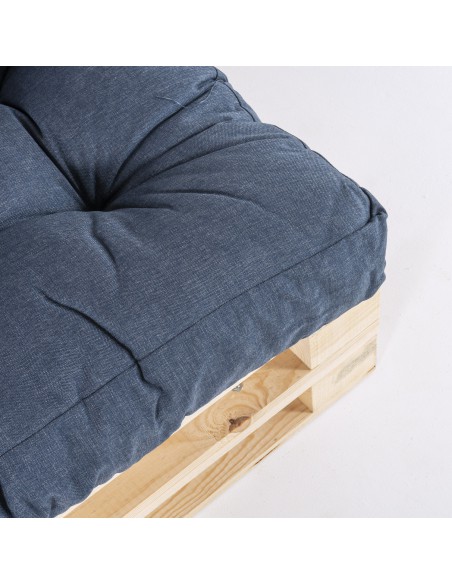 Canape palette et coussins bleu olefine assise et dossier - Pack 2 unites