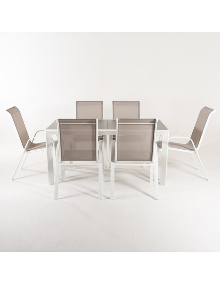 Conjunto de moveis de jardim. Tabela 160/210 e 6 poltronas