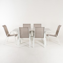 Conjunto mesa 190 cm y 6 sillones jardin apilables Laver 2