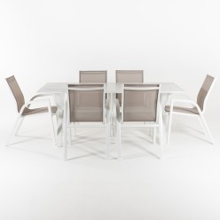 Mesa de jardim conjunto de 190 cm e 6 poltronas de aluminio reforcadas Laver 2
