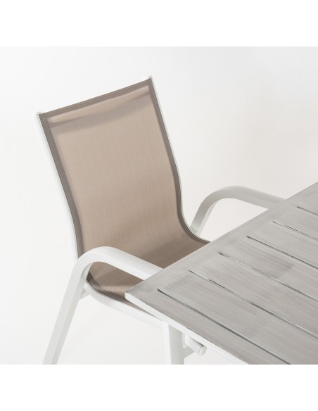 Conjunto mesa jardin 190 cm y 6 sillones aluminio reforzado Laver