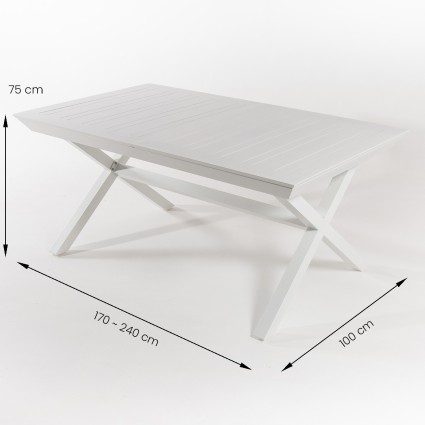 Table d'exterieur avec pieds en X extensible 170-240 en aluminium Laver