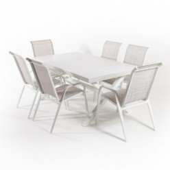 Ensemble de jardin avec table extensible 170-240 et 6 fauteuils empilables Laver