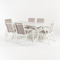 Conjunto de exterior de mesa extensible 170-240 y 6 sillones reforzados Laver