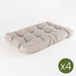 pack de 4 almofadas de assento para paletes Lux Color Cappuccino Repelente de agua Tamanho 80x120x16 cm