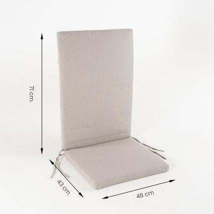 Pack com 2 almofadas para cadeira reclinavel jardim lux cappuccino cor repelente de agua e removivel Tamanho 114x48x5 cm