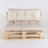 Sofa de palet con sus cojines asiento vainilla  y respaldo rayas vainilla - Pack 2 unidades