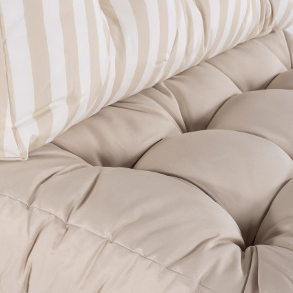 Sofa de paletes com assento baunilha e almofadas traseiras listradas de baunilha - pack de 2 unidades