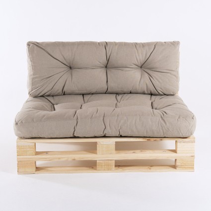 Sofa de palets y cojines asiento y respaldo olefin marron tostado - Pack 2 unidades