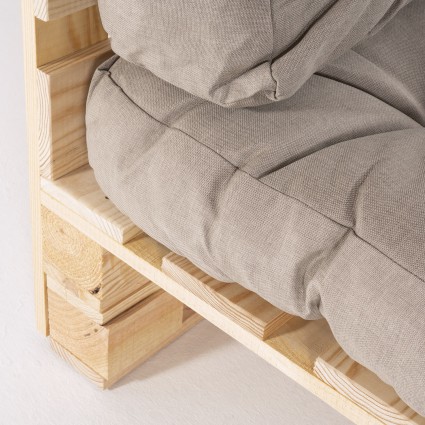 Sofa de palets y cojines asiento y respaldo olefin marron tostado - Pack 2 unidades