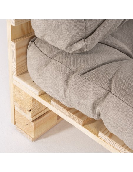 Sofa de palets y cojines asiento y respaldo olefin marron tostado - Pack 2 unidades