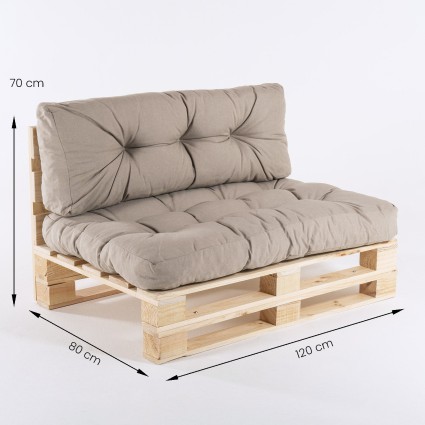 Sofa de palets y cojines asiento y respaldo olefin marron tostado - Pack 2 unidades
