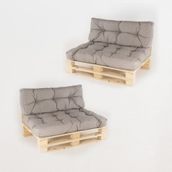 pack de 2 sofas de paletes y 2 almofadas de assento 80x120x16 cm y 2 almofadas de encosto 42x120x16 cm Lux Color Cappuccino 2
