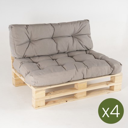 Sofa de pales y cojines asiento con respaldo Lux capuccino - Pack 4 unidades