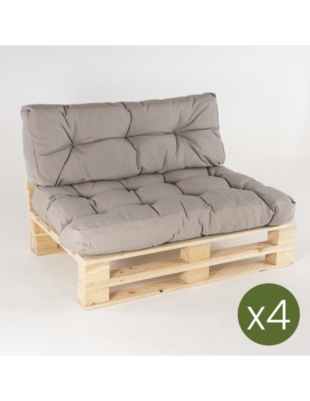 Sofa de pales y cojines asiento con respaldo Lux capuccino - Pack 4 unidades