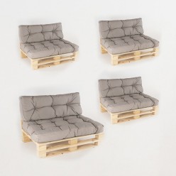 pack de 4 paletes de sofas y 4 almofadas de assento 80x120x16 cm y 4 almofadas de encosto 42x120x16 cm Lux Color Cappuccino 2