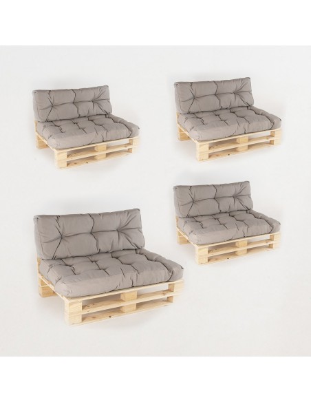 Sofa de pales y cojines asiento con respaldo Lux capuccino - Pack 4 unidades