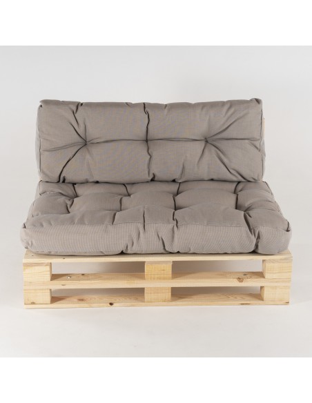 Canape palette et coussins d'assise avec dossier Lux cappuccino - Pack 4 unites