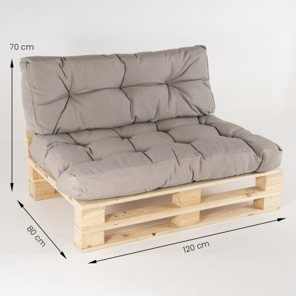 Sofa de pales y cojines asiento con respaldo Lux capuccino - Pack 4 unidades
