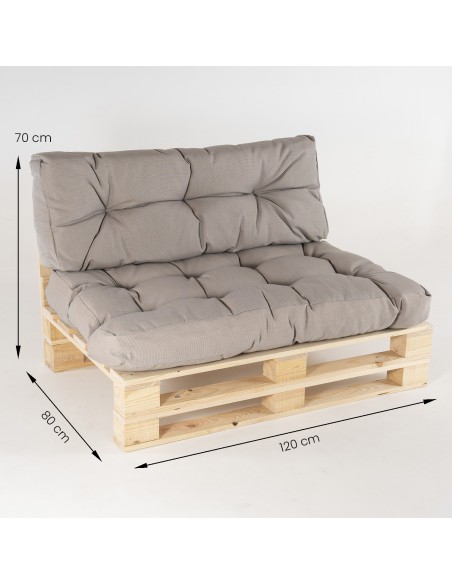 Sofa de pales y cojines asiento con respaldo Lux capuccino - Pack 4 unidades