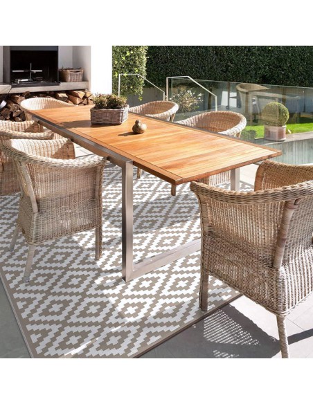 alfombra de jardin 120x180 cm nirvana color blanco y taupe