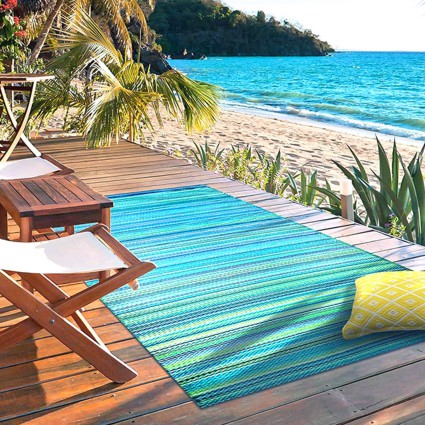 Alfombra para exterior 180x270 cm Weaver azul y verde