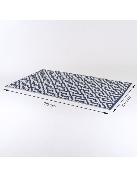 Alfombra de jardin 120x180 cm Nirvana color blanco y azul oscuro