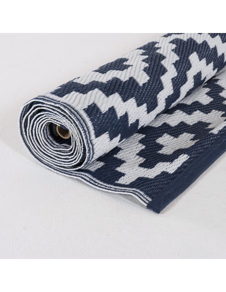 Alfombra de exterior 150x240 cm Nirvana color blanco y azul oscuro