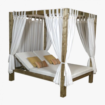 Cama Balinesa reclinable de jardín con tejido náutico