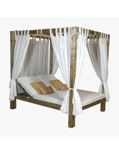 Cama Balinesa reclinable de jardín con tejido náutico