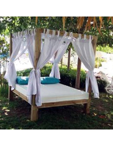 Cama Balinesa reclinable de jardín con tejido náutico