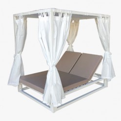 Cama Balinesa reclinable de aluminio con tejido náutico
