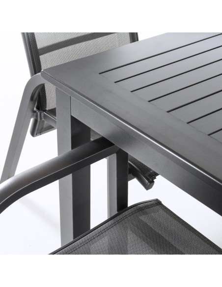 Conjunto de jardin. Mesa de aluminio extensible Uppsala y 6 sillones reclinables Antracita