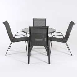 Conjunto para terraza de aluminio mesa redonda y 4 sillones Malmo Anracita 2