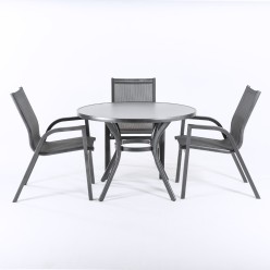 Conjunto de terraza mesa y 4 sillones aluminio antracita 2