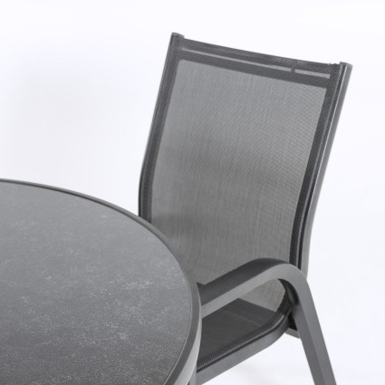 Ensemble table de terrasse et 4 fauteuils en aluminium anthracite