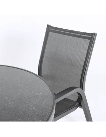 Ensemble table de terrasse et 4 fauteuils en aluminium anthracite