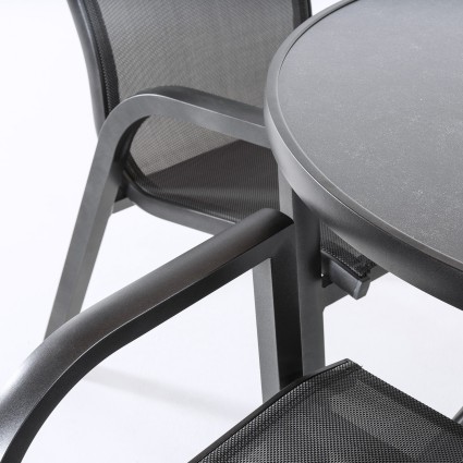 Ensemble table de terrasse et 4 fauteuils en aluminium anthracite