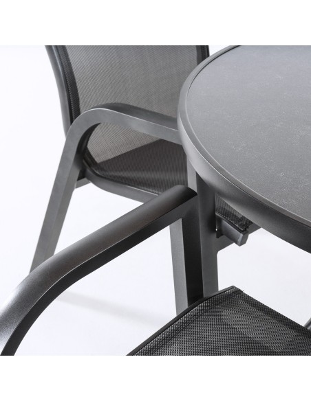 Ensemble table de terrasse et 4 fauteuils en aluminium anthracite